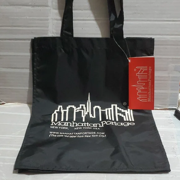 Manhattan Portage Bkack Nylon Grocery Y Shopping Tote Bag - Picture 1 of 10